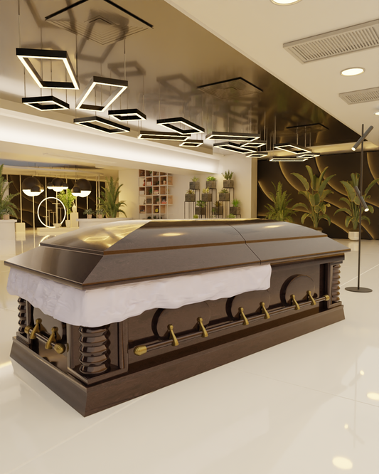 Dark brown with gold details Modern Minimal Casket