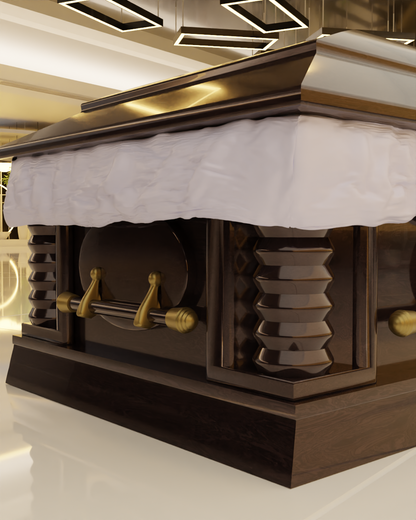 Dark brown with gold details Modern Minimal Casket